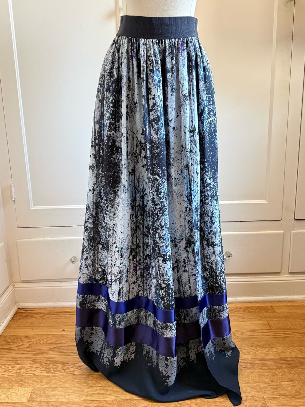 ABS Allen Schwartz Flowing Maxi Skirt with Satin Trim